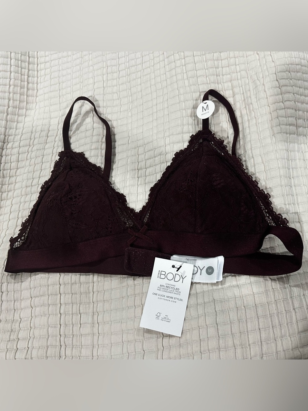Cotton On Lace Bralette in Deep Burgundy